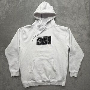BAIT Initial D Hoodie Mens Large White Fleece Sweatshirt Anime Cars Graphic